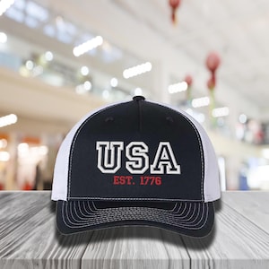 Embroidered USA Est 1776 Richardson Cap, Aesthetic America Lover Hat, USA Cap, Patriot USA Cap, Patriotic Hat