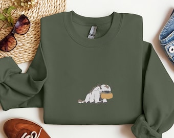 Embroidered Appa Air Bison Sweatshirt, Flying Bison Sweatshirt, Anime Appa Sweatshirt, Cute Sky Bison Sweatshirt, Cozy Manga Apparel Gift