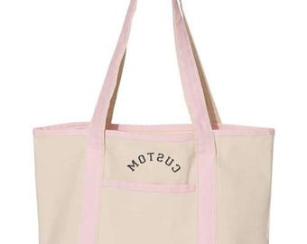 Embroidered Custom Deluxe Tote Bag, Bag With Your Name, Custom Backward Bag, Cute Name Bag, Personalized Upside Down Bag, Custom Text Bag