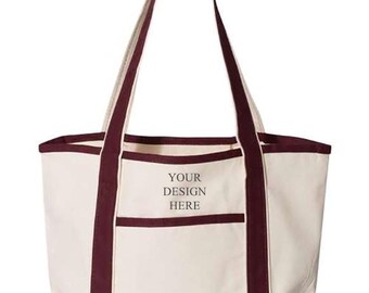 Embroidered Custom Your Design Here Deluxe Tote Bag, Any Design Bag, Personalized Design Tote Bag, Custom Logo Bag, Customized Text Bag