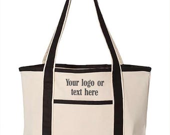 Embroidered Custom Your Logo Deluxe Tote Bag, Your Logo Or Text Here Bag, Custom Text Bag, Any Text Bag, Personalized Monogram Bag