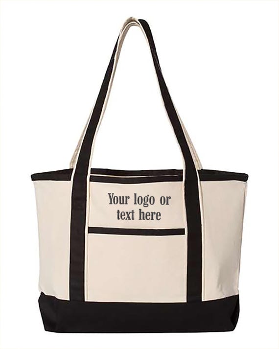 Embroidered Custom Your Logo Deluxe Tote Bag, Your Logo Or Text Here Bag, Custom Text Bag, Any Text Bag, Personalized Monogram Bag