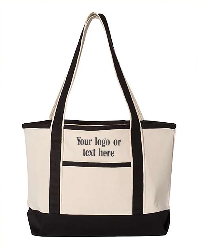 Embroidered Custom Your Logo Deluxe Tote Bag, Your Logo Or Text Here Bag, Custom Text Bag, Any Text Bag, Personalized Monogram Bag