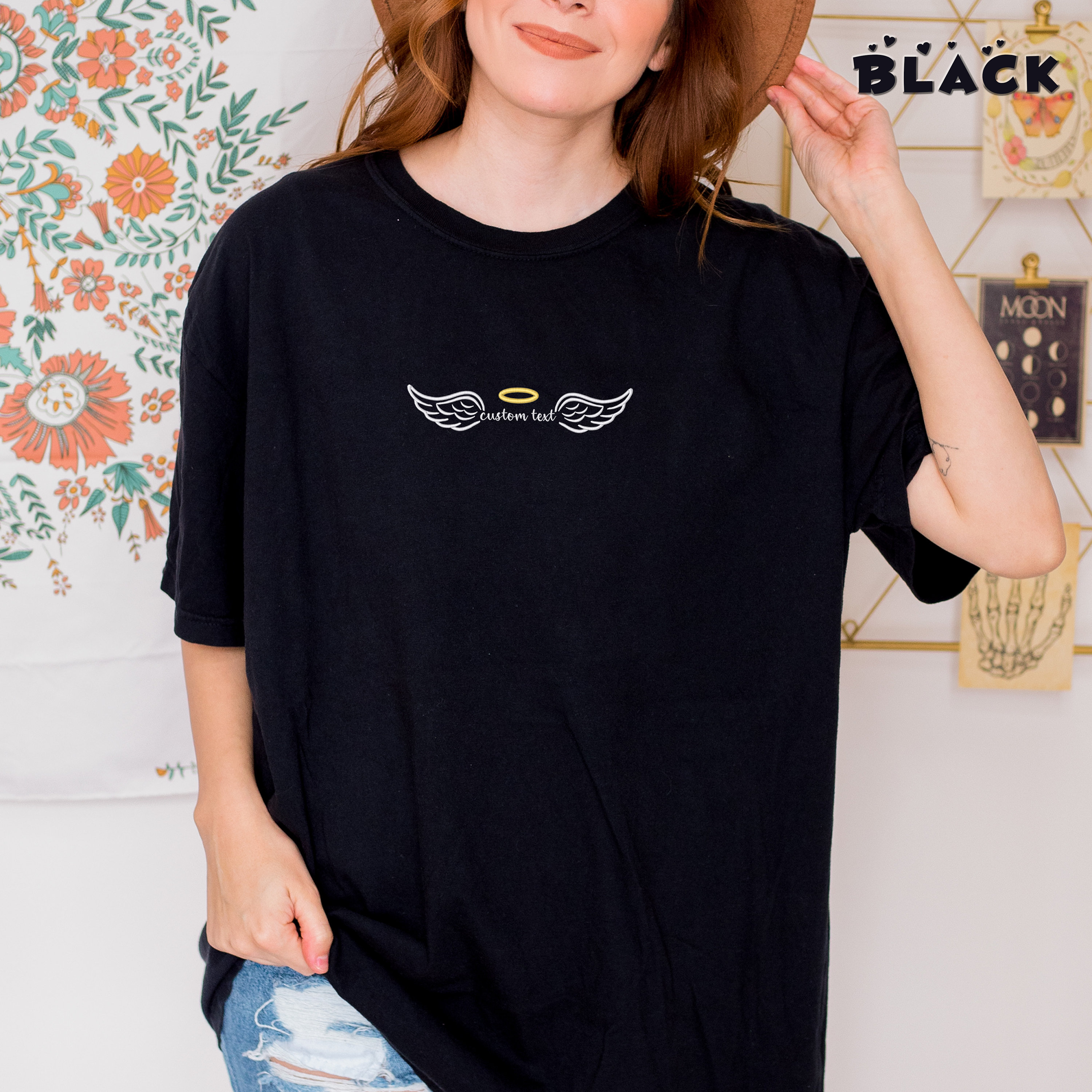 Embroidered Custom Angel Wings Shirt, Angel T-shirt, Angel Halo Shirt ...