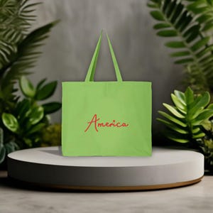 Embroidered America Tote Bag, USA Bag, Patriotic Bag, Gift for America Lovers Bag, America with Stars Bag