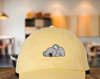 Embroidered Sleeping Koala Baseball Cap, Koala Lover Hat, Koala Bear Cap, Koala Kid Cap, Cute Koala Cap, Koala Mom Hat