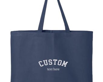 Embroidered Custom Text Tote Bag, Custom Text Here Bag, Cute Custom Text Bag, Minimal Monogram Bag, Personalized Monogram Bag