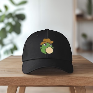 Embroidered Cowboy Baby Frog Baseball Cap, Baby Frog Cap, Cute Frog Cowboy Hat, Cowboy Frog Hat, Frog Cowboy Design Cap