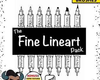 140+ Fine Lineart Brush Pack | Procreate Brushes | Digital Brushes | Brushes for Procreate | Instant Download