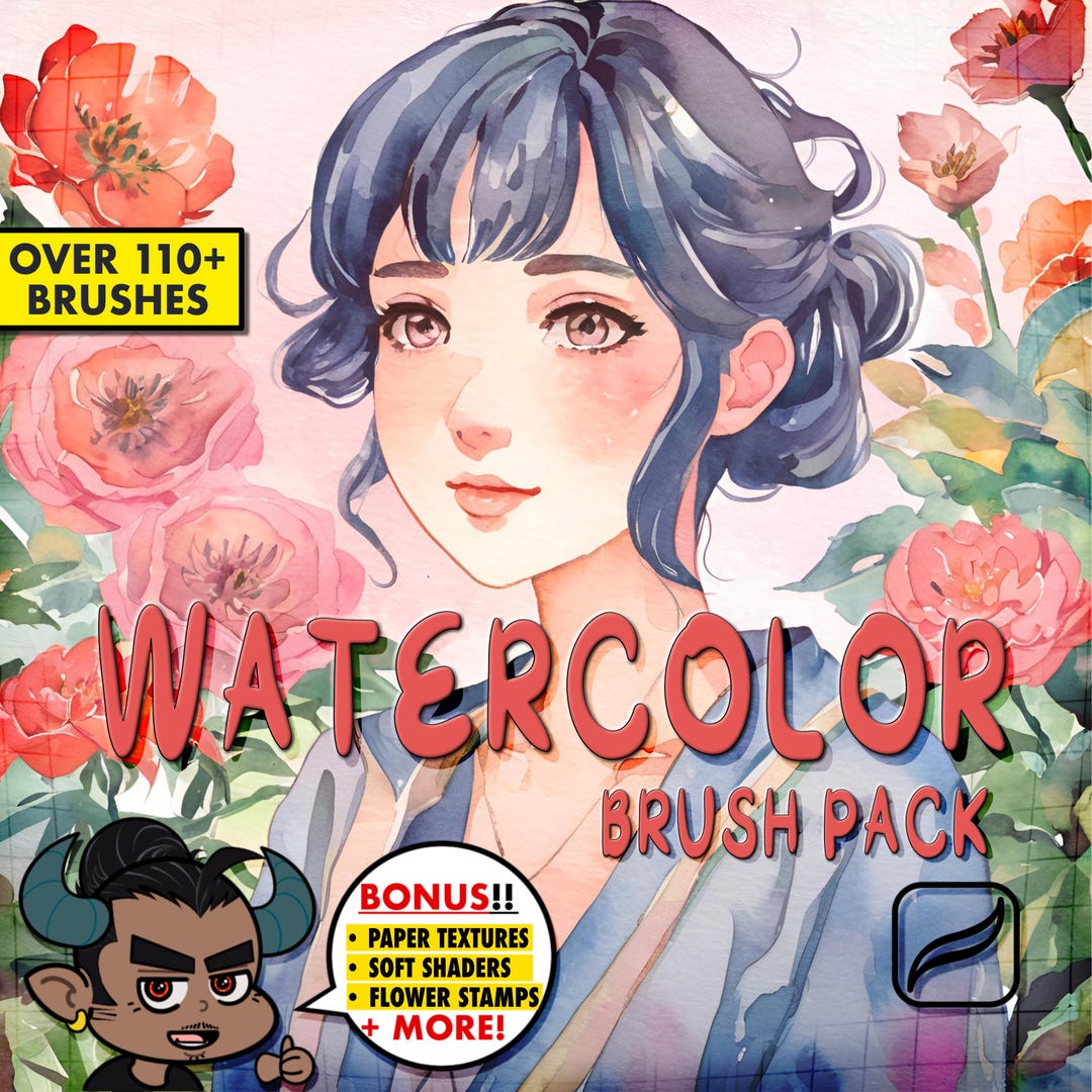 110+ Watercolor Brush Pack | Procreate Watercolor Brushes Digital ...