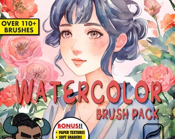 110+ Watercolor Brush Pack | Procreate Watercolor Brushes Digital Brushes Brushes for Procreate Set Instant Download