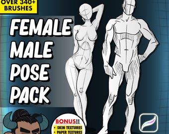 340+ Female Male Pose Pack | Procreate Stamp Brushes | Digital Brushes | Brushes for Procreate | Instant Download