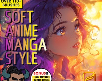 110+ Soft Anime Manga Style Brushes | Anime Soft style | Procreate Brushes | Digital Brushes | Brushes for Procreate | Instant Download