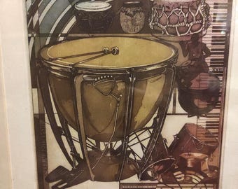 Limited edition postmodern art print "Timpani" by Hans-Georg Blödorn, 1993, West Germany.