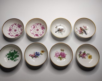 8 filigree Kaiser porcelain bowls with fine, changing decoration, Germany 1950s