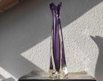 Sanyu, Japan ultra rare 1960s finger vase 30 cm / 11.81" Amethyst Purple. Collector's item with uranium glass content