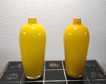 1990s Vintage Sommerso Vase, yellow and white, 31/32 cm, cased glass
