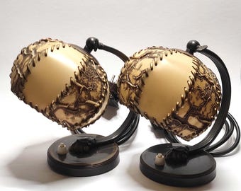 1 pair of small lights 1930s Art Deco Bauhaus style usable as table lamps or wall lamps, bedside lamps