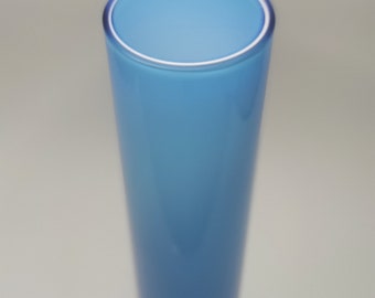 Himmelblaue Vintage Vase mit doppeltem Überfang, Empoli zugeschrieben