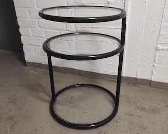 Rare Space Age style side table made of black hollow tubing, 1970s