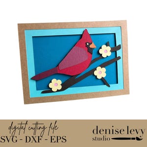 Carte SVG Cardinal, fichier coupé, Cardinal rouge, amateur d'oiseaux, ornithologue amateur, carte de sympathie, Cricut, Silhouette, Papercraft, fichier découpé numérique