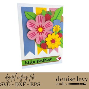 Tarjeta SVG floral "Hola Sol", archivo de corte, linda, tarjeta de saludo, tarjeta de agradecimiento, colorida, Cricut, silueta, papercraft, archivo de corte digital