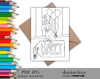 Printable HAPPY BIRTHDAY Card, Printable Card Elephant, Birthday Card ...