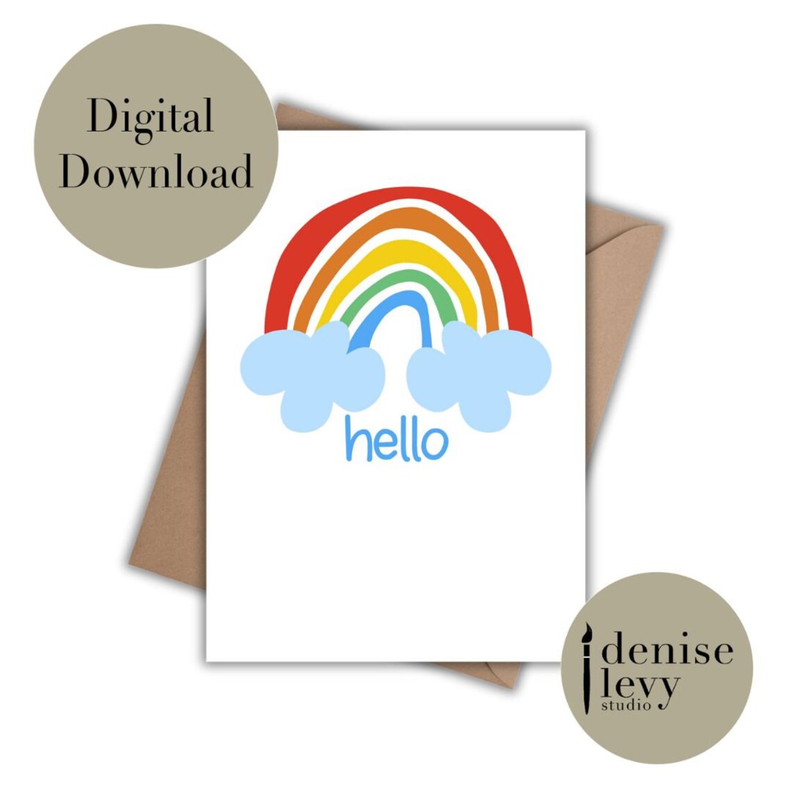 Printable Rainbow Hello Card: Colorful Greeting (PDF & JPG) - Etsy