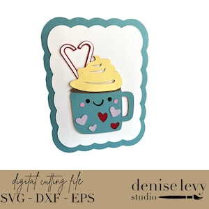 Hot Cocoa Mug Karte SVG: Skurril Winter Danke (Digital Cut File)