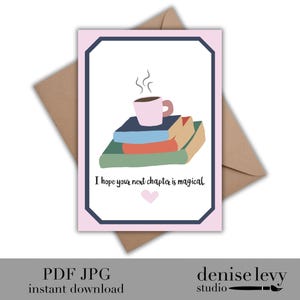 Biglietto di auguri stampabile, amante dei libri, biglietto del capitolo successivo, biglietto di laurea, biglietto stravagante, biglietto con download immediato