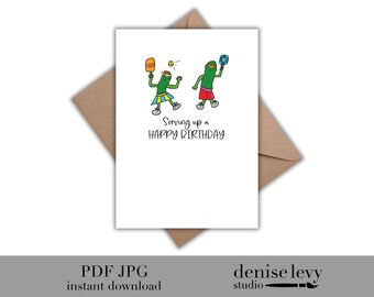Printable Birthday Card, Pickleball Birthday Card, Birthday Card, Funny ...