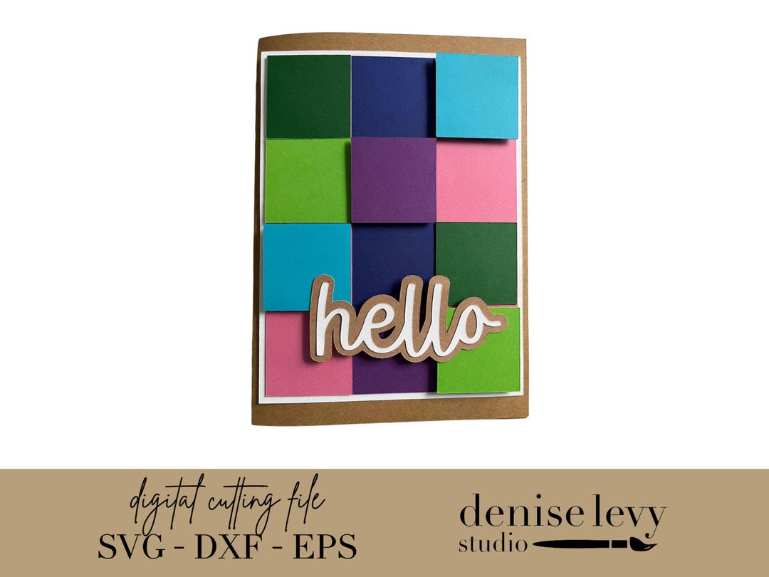Hello Card SVG, Modern Squares, Papercraft Cut File (digital Download ...