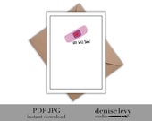 Bandaid Get Well Card, Printable 5x7 (Digital Download