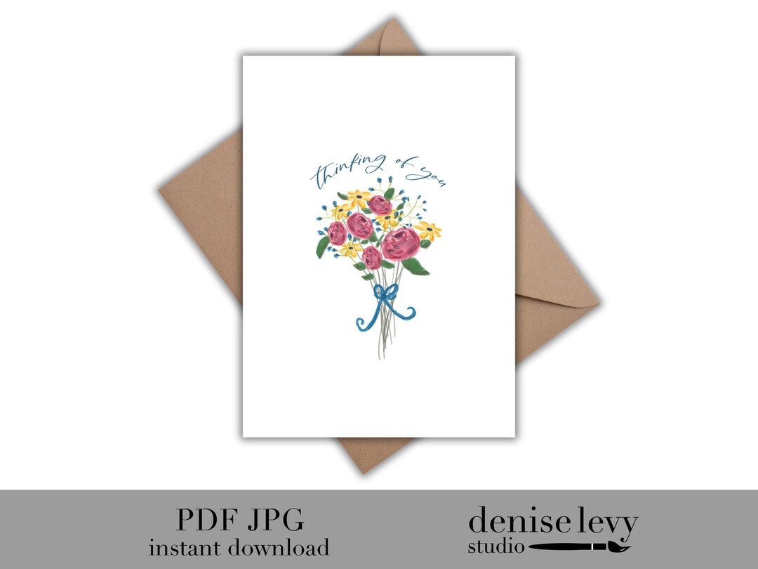 Floral Thinking of You Card: Printable Get Well Sympathy Card (instant ...