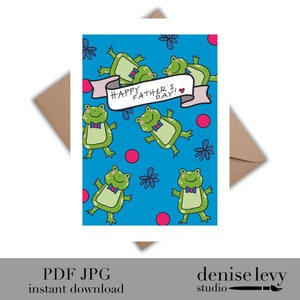 Carte de fête des pères imprimable, carte de fête des pères, téléchargement immédiat, fête des pères, carte de grenouille, fantaisiste