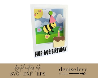 3D Bee Birthday Card SVG, Cricut Silhouette Cut File (Digital Download)
