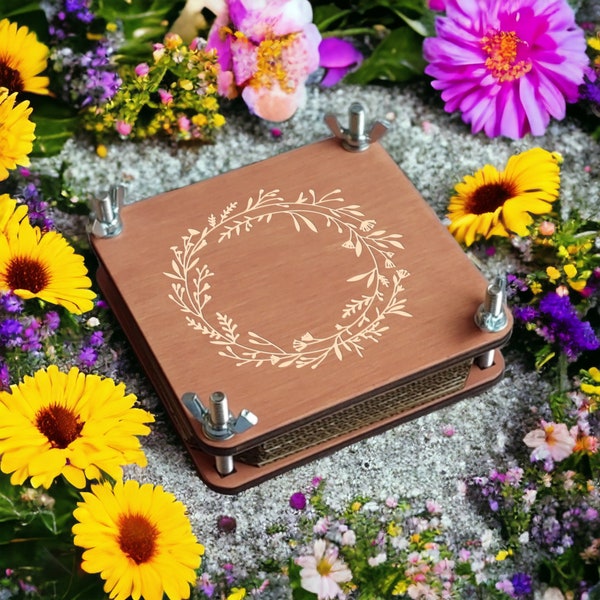 Pocket flower pressing kit, mini botanical press with floral pattern, leaf press herbarium, birthday gift, Mothers day gift,  mg4