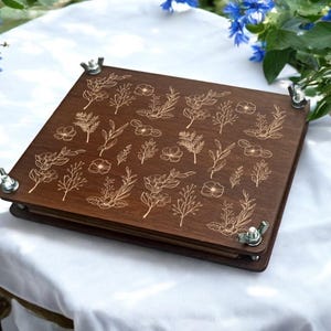 Kit de prensa de flores con grabado de patrón floral, regalo de verano, regalo de cumpleaños, kit de prensa botánico para secar plantas y flores, regalo para adultos mg2