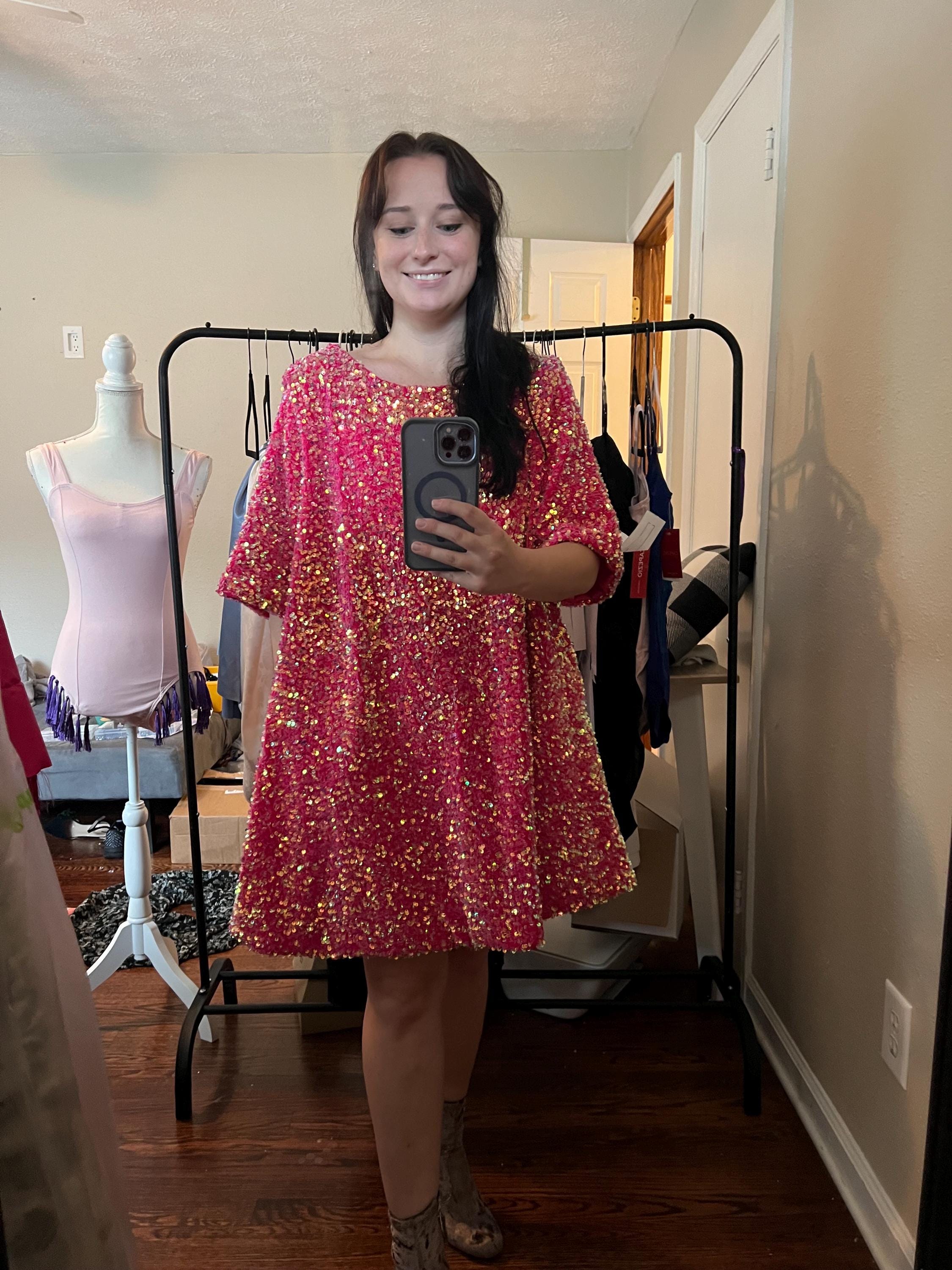 black dress with sheer sleeves Shiny Black Midi Dress with Sheer Long Sleeves – HAREM's Brides