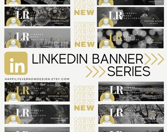 Real Estate Marketing Template BUNDLE - LinkedIn Banners - Black & White Series