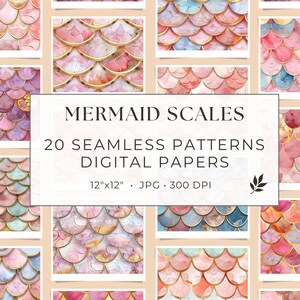 Mermaid Scale Seamless Pattern Digital Paper - Digital Scrapbooking - Digital Mermaid Pattern Background - Instant Download - Commercial Use