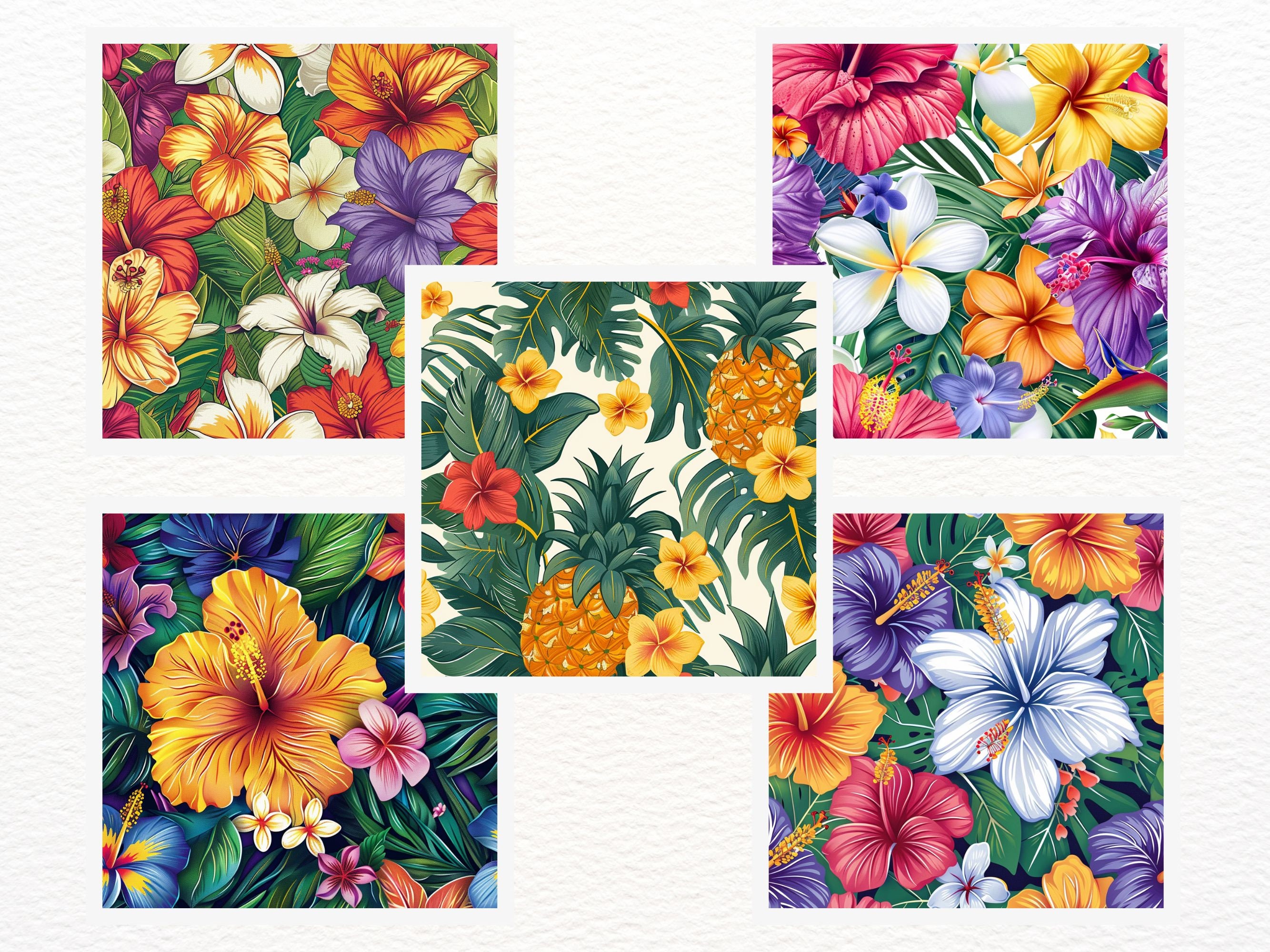 Hawaiian Seamless Pattern Digital Paper Set - Tropical Pattern ...