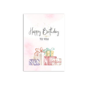 Carte cadeau ANNIVERSAIRE carte aquarelle amitié et famille - TÉLÉCHARGER