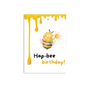 Carte ANNIVERSAIRE cadeau abeille carte aquarelle amitié et famille - TÉLÉCHARGER