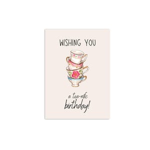 Carte Anniversaire TEA-RIFIC ANNIVERSAIRE Cadeau Gâteau d'anniversaire Carte Aquarelle Amitié et Famille - Télécharger