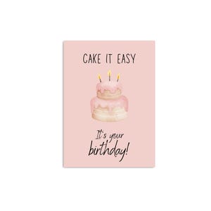 Tarjeta Cumpleaños CAKE IT EASY Regalo Pastel Cumpleaños Tarjeta Acuarela Amistad y Familia - Descargar