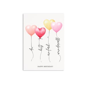 Carte Cadeau ANNIVERSAIRE Amis Carte Aquarelle Amitié - TÉLÉCHARGER