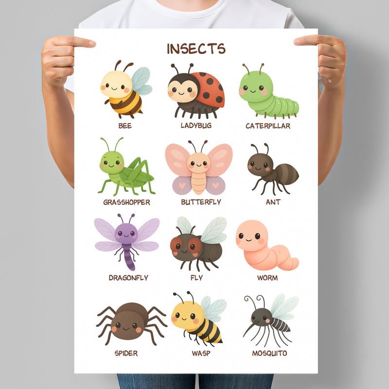 Us State Insects Poster Insects Poster for Kids (digital Download), Educational Bug Chart ...