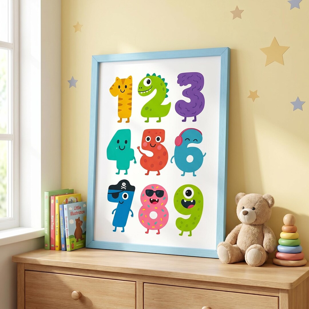 Cute Numbers 1-9 Monster Poster for Kids (digital Download ...