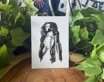 woman charcoal art print| handmade | charcoal print